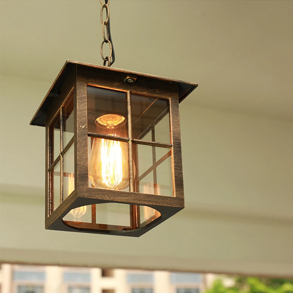 

Waterproof Black Lantern Pendant Light IP64 Outdoor Hanging Lamp for Porch Patio Outside Garden Courtyard