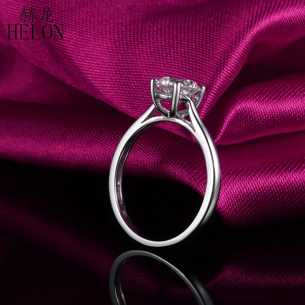 

HELON Moissanite Ring Sterling Silver 925 Round 6.5mm Lab Grown Moissanite Diamond Wedding Ring For Women Trendy Fine Jewelry