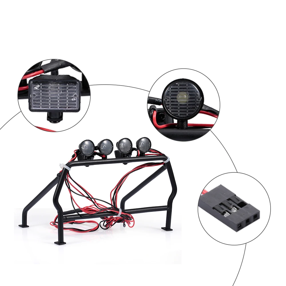 Металлическая рулонная клетка ведро с 6 светодиодный свет для 1/10 Rc4wd Tamiya осевой