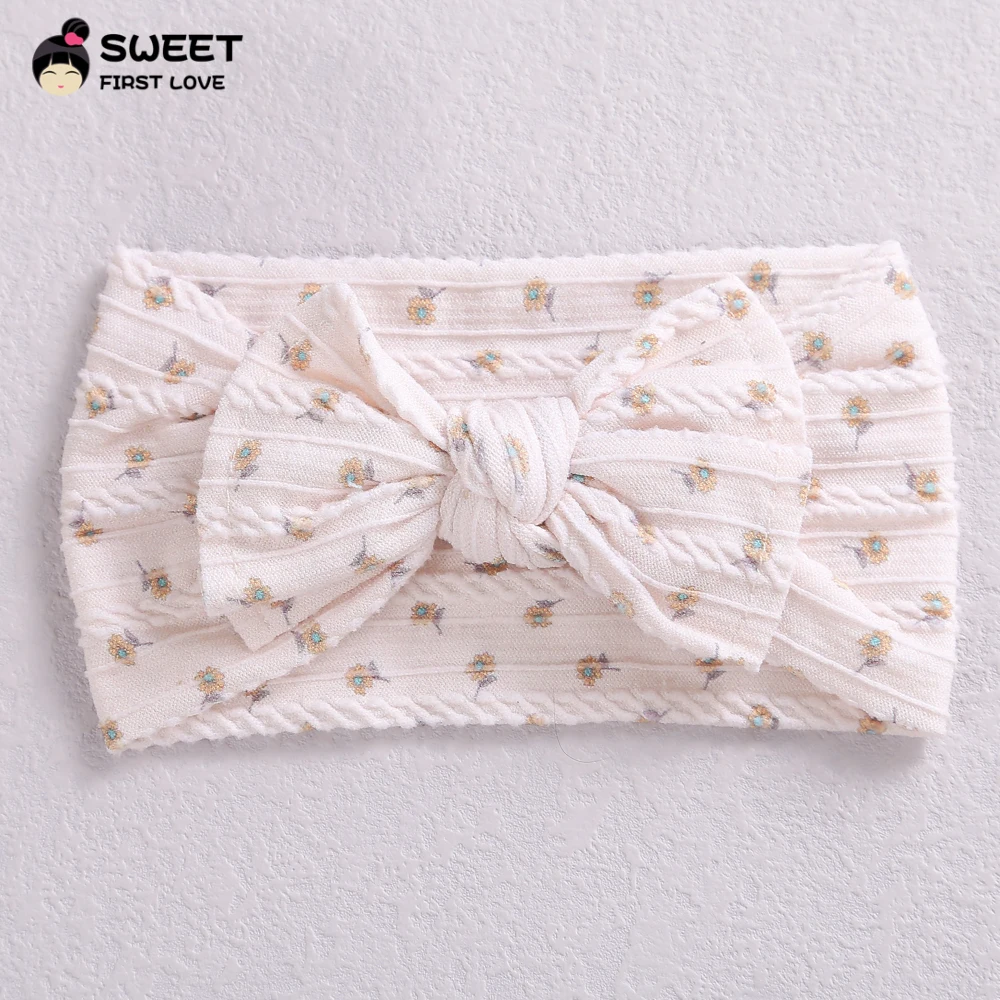 

Braid Print Bow Headbands Nylon Elastic Hairbands For Girls Cable Design Print Bows Turban Infant Headwrap Hair Accessories Kids