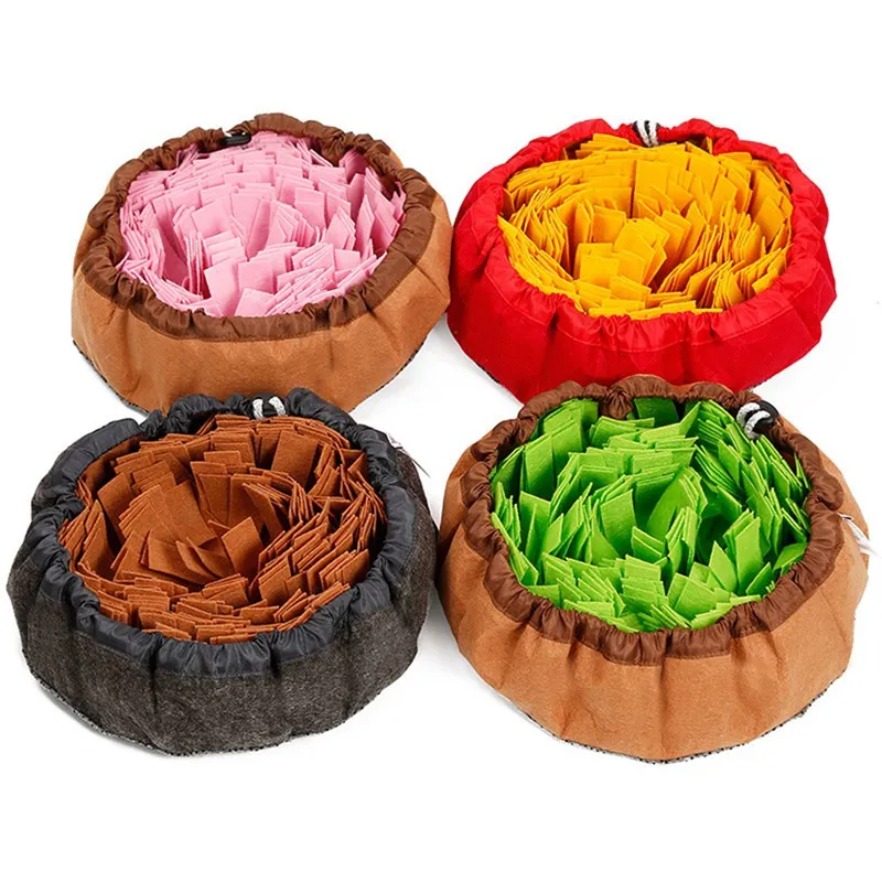 

Interactive Pet Dog Toys Round Pet Sniffing Pad Washable Training Blanket Feeding Mat Piecing Multi-color Dog Toys