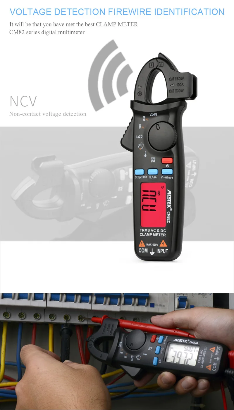 Мини-Цифровые токоизмерительные клещи AC/DC напряжение тока MESTEK CM82 серии True RMS Авто Диапазон VFC емкость Бесконтактный мультиметр