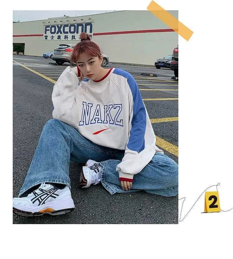 

Толстовки с длинными рукавами в стиле хип-хоп для мужчин и женщин, винтажный универсальный топ на весну и осень, студенческий корейский Своб...