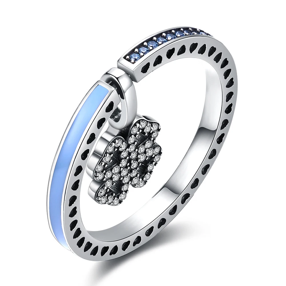 

Lucky Four Leaf Clover Ring Fashion Inlaid Rhinestone Ring Creative Design Hollow Out Ring Trend Women New Popular Jewelry Gift