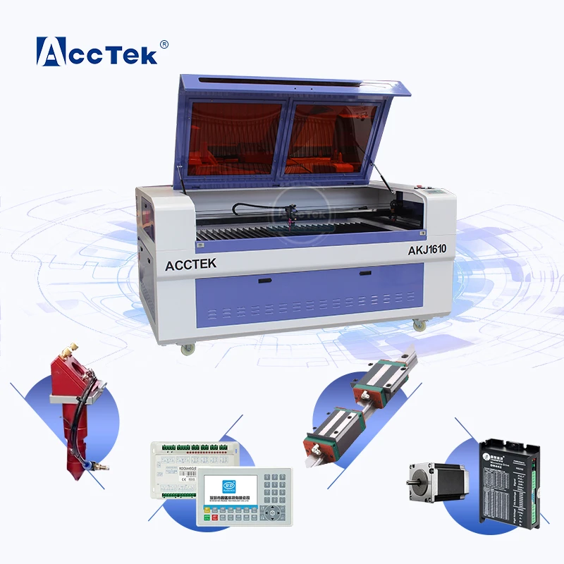 

Китайский AccTek 1610 100 Вт 130 Вт 150 Вт Co2 лазерная режущая машина для резки труб, дерева, гравировальная машина 80 Вт для акрила