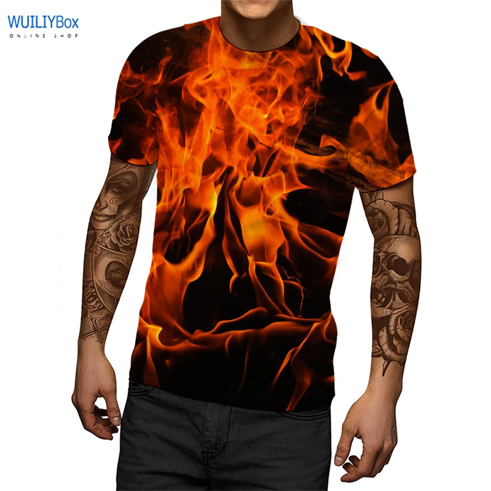 Футболка Мужская/Женская с 3D-принтом в виде огня | Мужская одежда