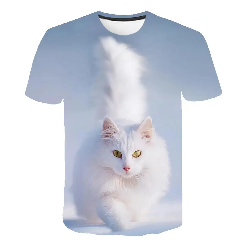 

Cute T-shirt Children T-Shirt Animals TShirt Boys Girls Kids T-Shirt Summer Short Sleeves Print 3D Cat Tops Round Collar Tee