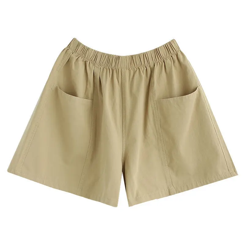 

New 2021 Summer Women Cotton Literature Art High Waist Shorts Femme Casual Loose Elastic Waist Cotton Shorts Plus Size Shorts