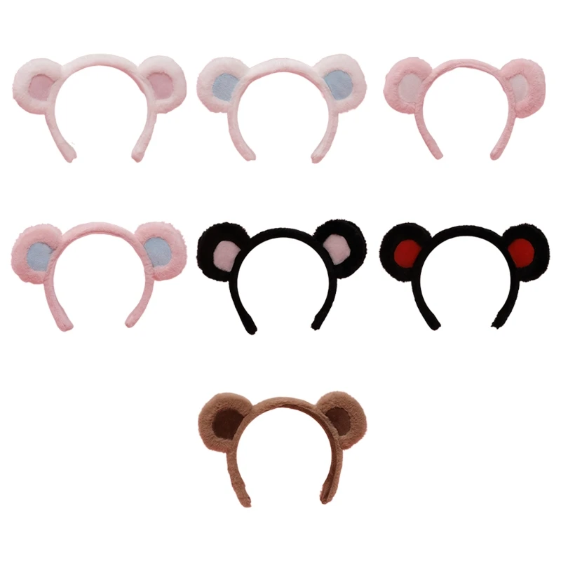 Y1QD Lolita Headbands Furry Animal Bear Ears Headwear Kawaii Hair Hoop Cosplay Headpiece for Halloween Party Supplies