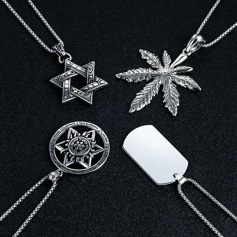 

Titanium Steel Necklace Simple Six-pointed Star Pendant Men's and Women's Popular Necklace Fashion Men's Titanium Steel Pendant