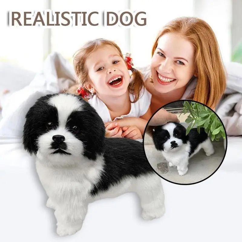 

Simulation of Black and White Puppy Simulation Toy Dog Toy Black White and B9V1