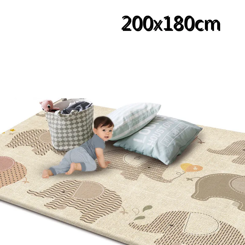 200x180cm Детский игровой коврик для ползания, игровой коврик, утолщенный, экологический, двусторонний, для детей, пазл, для занятий в тренажерном зале, ковер, детские игрушки - Цвет: 200x180cm