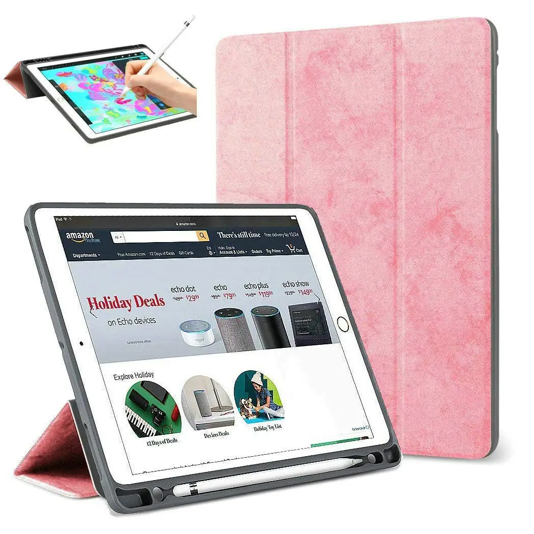 

Чехол для iPad Pro 12,9 2020/2018, держатель для карандашей, умный чехол, подставка тройного сложения, Автоматический Режим сна/пробуждения, защитный ...