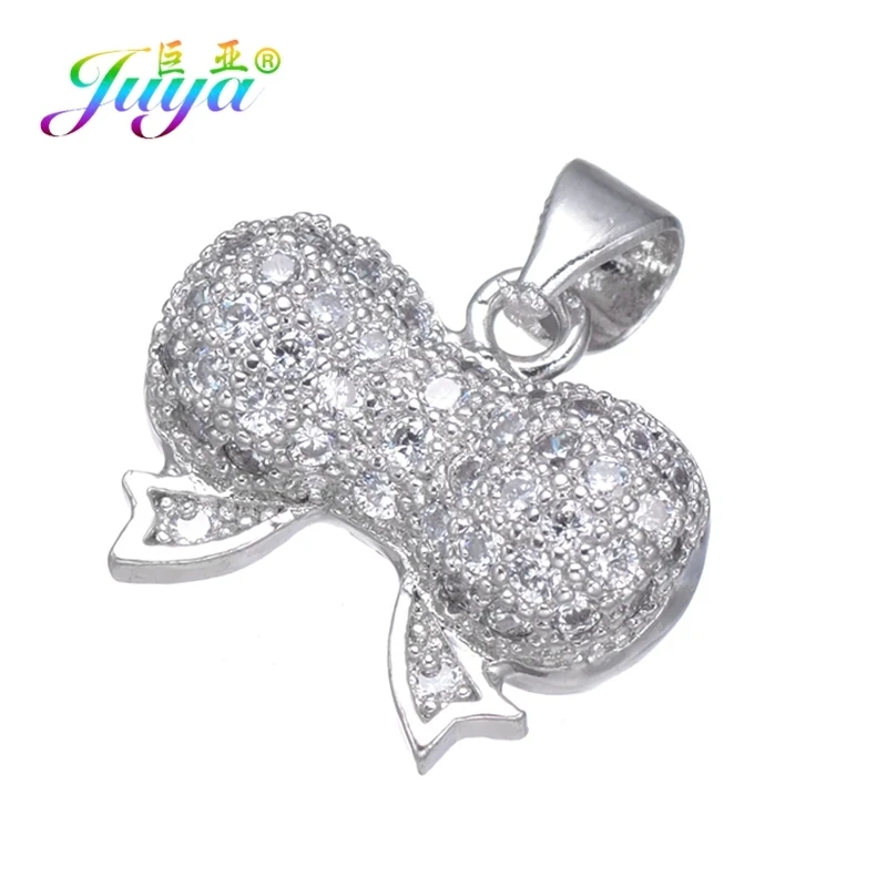 Juya DIY золото/серебро/розовое золото бабочка лебедь черепаха кошка крест кошка подвеска Подвески для женщин Модный кулон, ювелирные изделия для изготовления - Окраска металла: White Gold