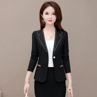 spring fashion women slim plus size casual jacket long sleeve one button suit office lady work wear top blazer coat