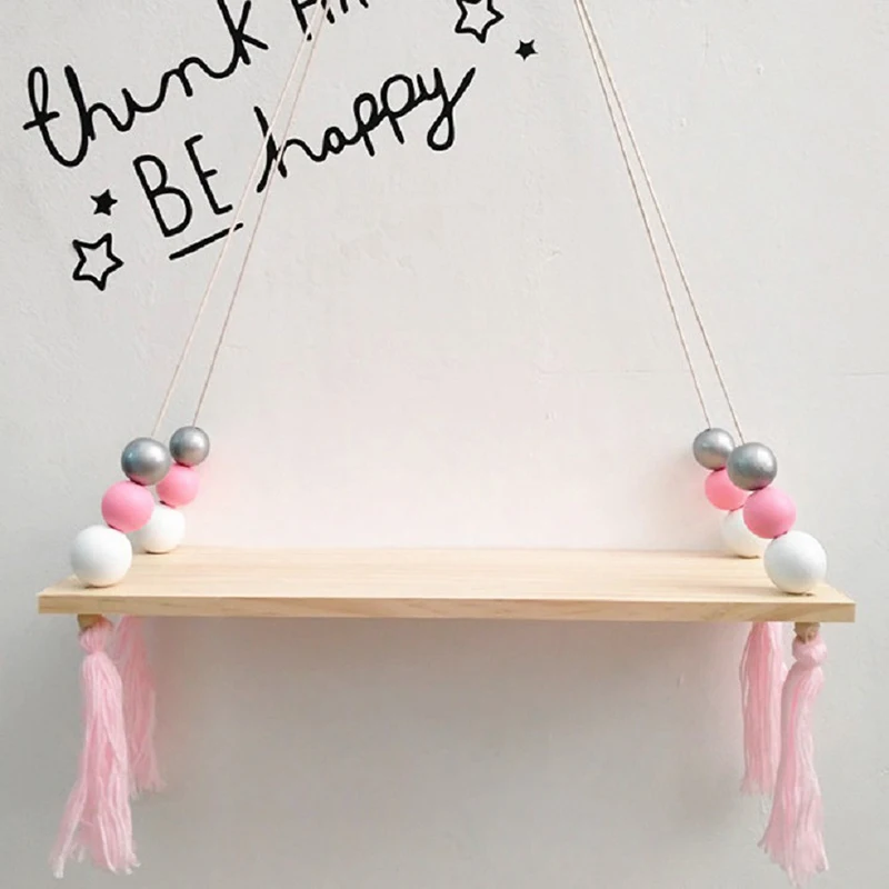 

Pine Board Wall Hanging Baby Room Decoration 1Pcs Photo Props Makaron Color Home Ornament Nordic Style with Tassel