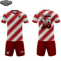 red white strip geometry design soccer football jersey uniform maker sublimation team training clothing