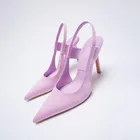 Женские туфли, новинка 2021, стильные остроносые туфли без задника, французские элегантные сандалии на шпильке