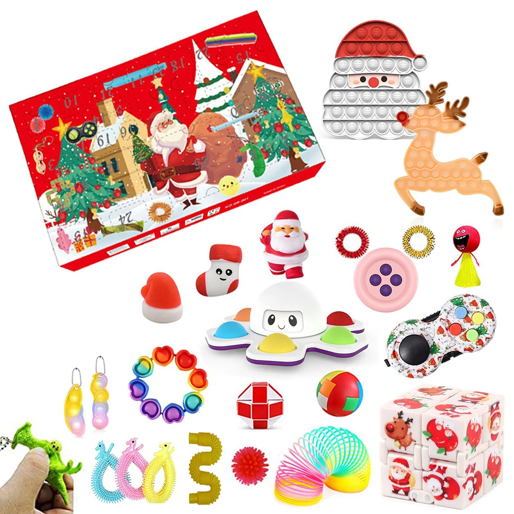 

Anti-Stress Push Bubble Toys Christmas Advent Calendar Stress Relief Toys 24 Days Countdown Calendar Surprise Special Party Gift