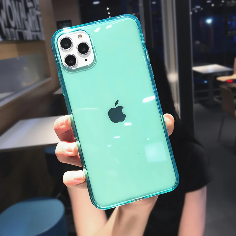 Однотонный противоударный Прозрачный чехол для iPhone11 12 Pro Max X XS XR 7 8 Plus SE 2020