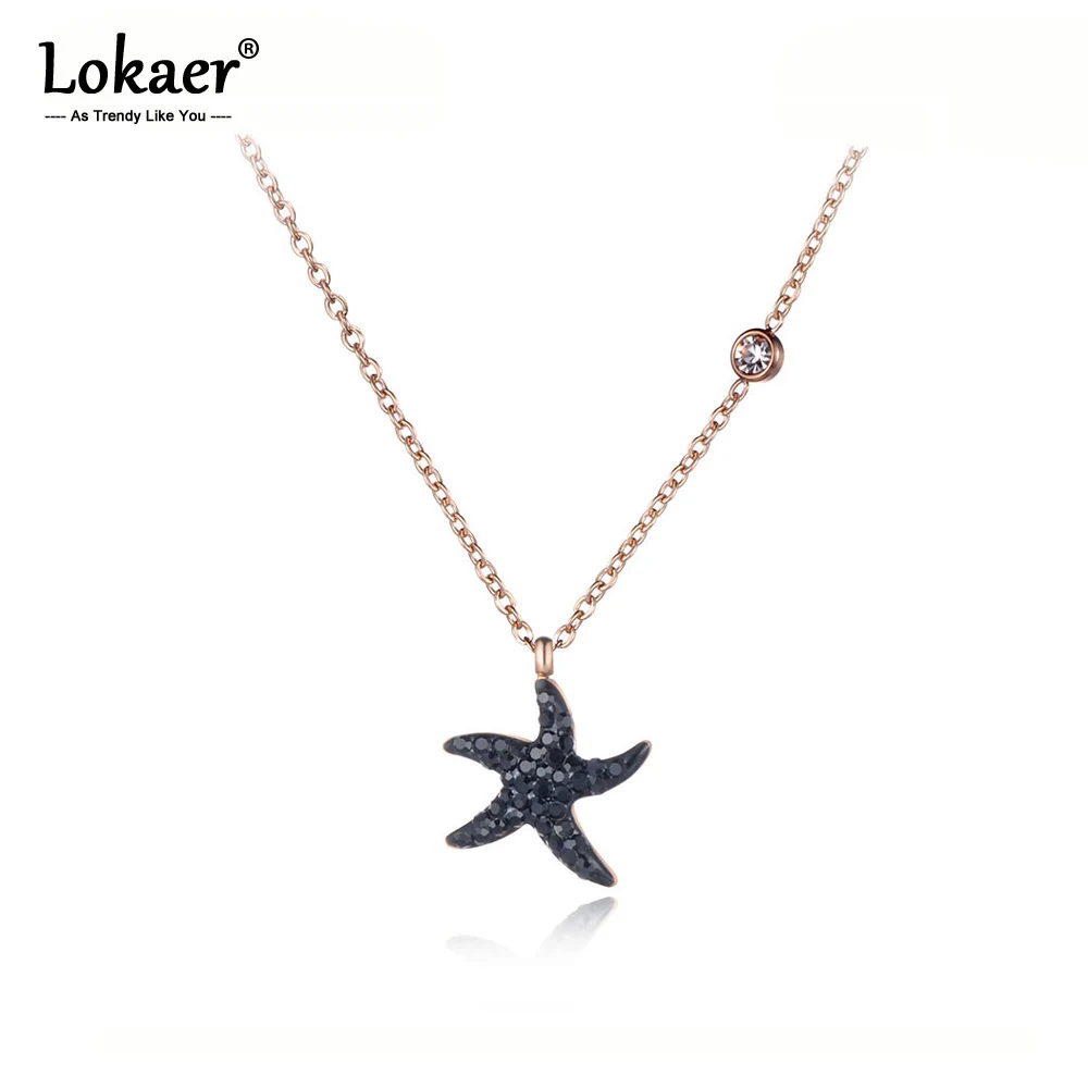 Ожерелье чокер Lokaer N19061 женское из нержавеющей стали и титана с кулоном в виде