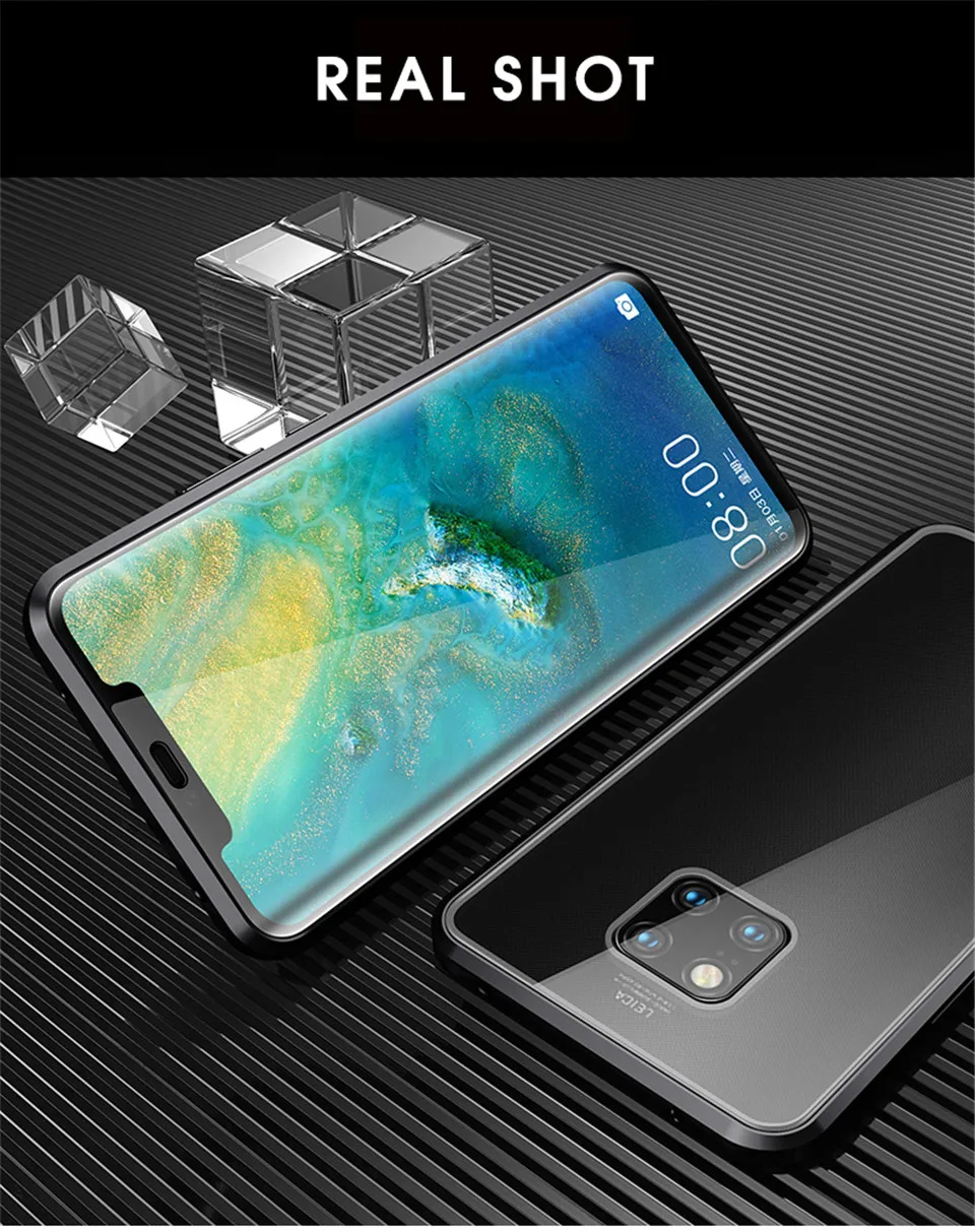 360 магнитный чехол на для huawei P20 lite Pro двойной передний задний Чехол из закаленного стекла для huawei P30 mate 20 Lite Pro прозрачный чехол на для Хуавей П20 П30 Мейт 20 Лайт про