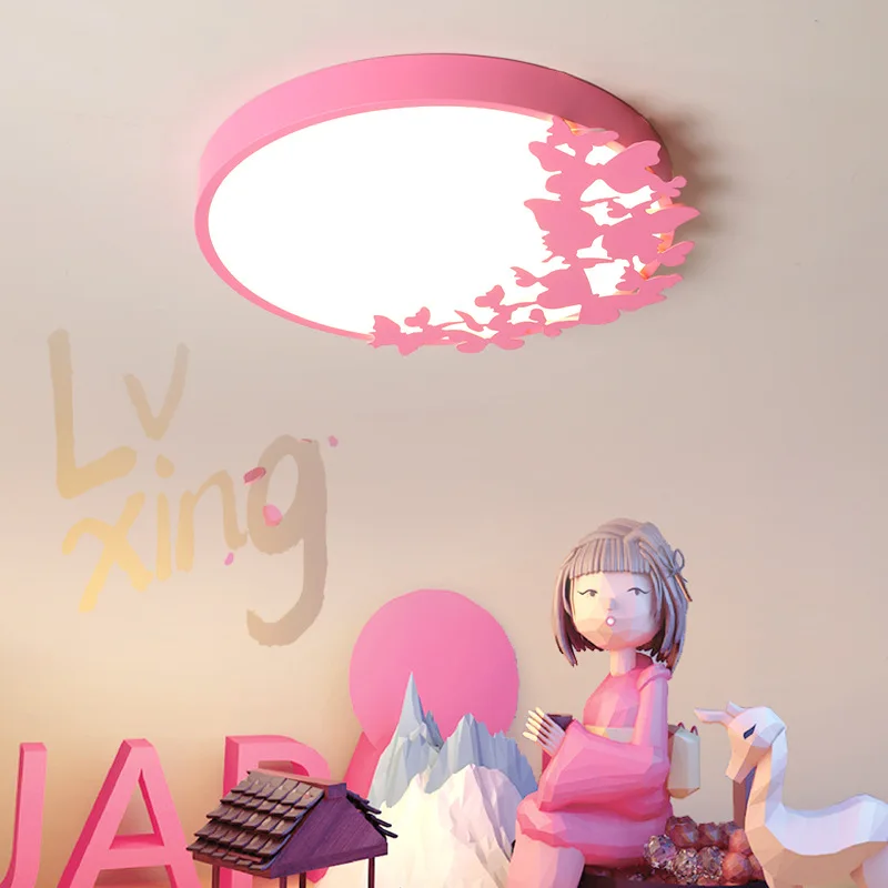 

Bedroom lamp modern led ceiling lights kids room lamp pink butterfly bedroom lamp kindergarten cartoon lamp CL50905 crystal lamp