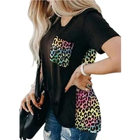 summer fashion leopard print loose plus size womens t shirt short sleeved casual top tees