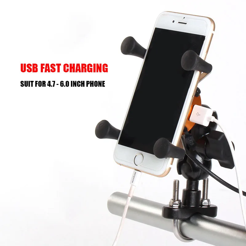 arvin motorcycle usb charging phone holder universal rotating moto mobile phone stand gps bracket mount for iphone xr 4 7 6 inch free global shipping