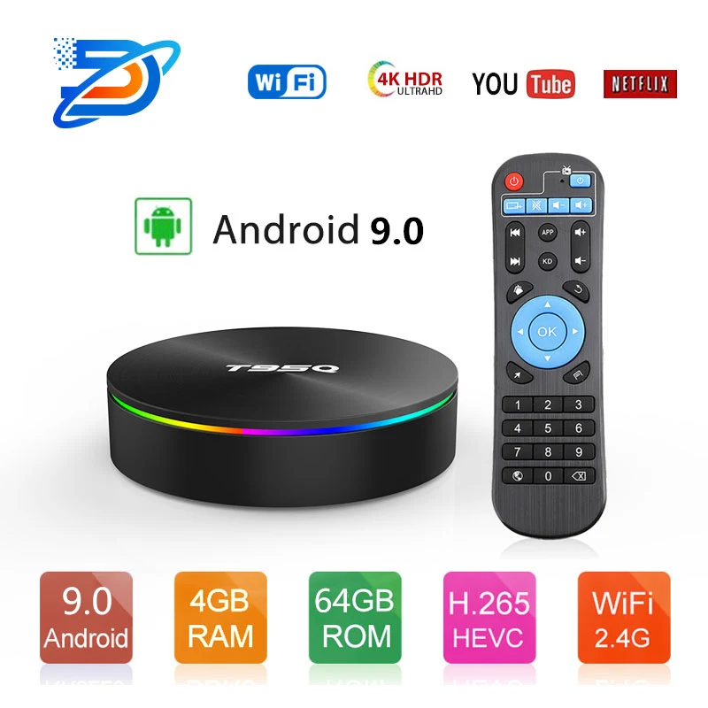 T95Q 4 Гб 64 ГБ Android 9,0 ТВ приставка DDR3 Amlogic S905X2 четырехъядерный 2,4G& 5GHz двойной Wifi BT4.1 100M H.265 4K медиаплеер PK X96 ТВ приставка