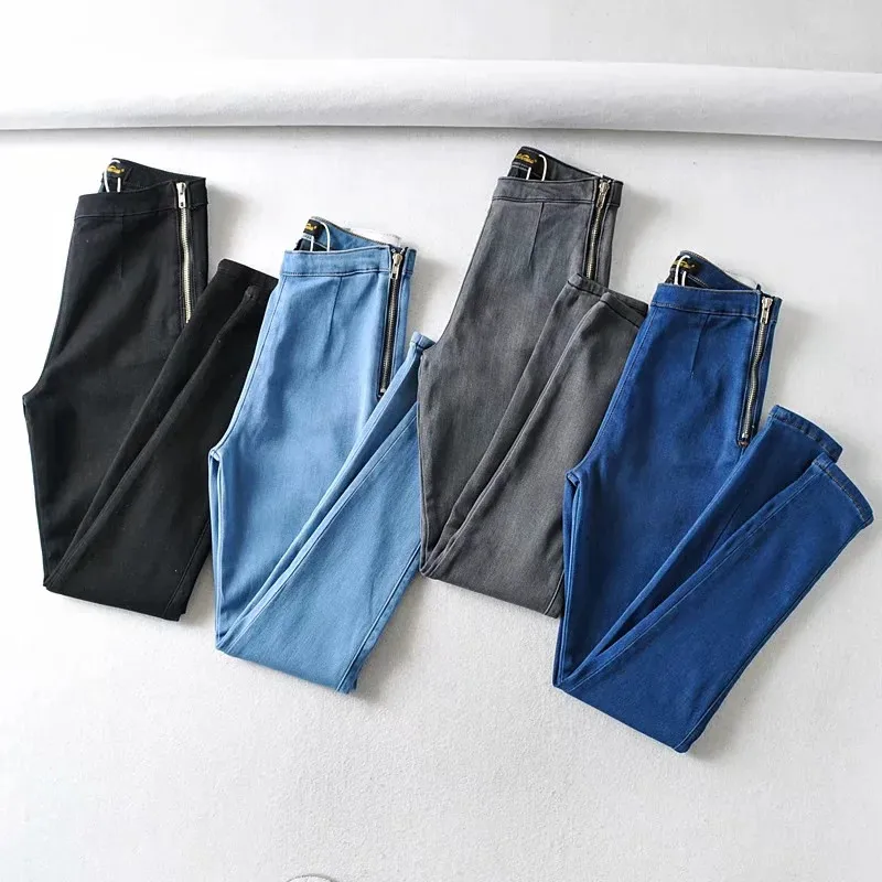 2020 spring 4 Color Available Side Zipper Jeans Women Autumn high waist Skinny Pencil denim pants | Женская одежда