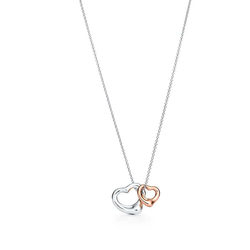 

Sterling silver 925 classic fashion silver heart rose gold heart ladies necklace jewelry holiday gift