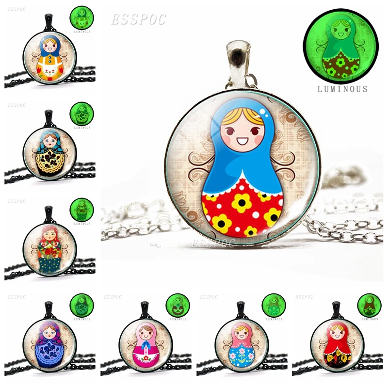 Ожерелье с подвеской в этническом стиле светящаяся темноте кукла русского