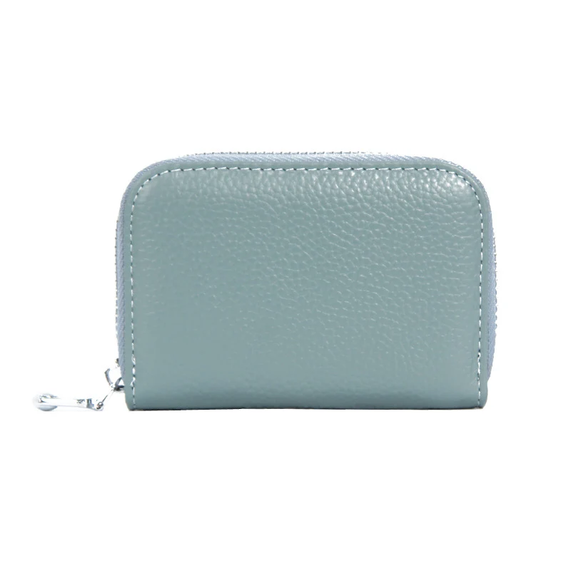 Light-Blue Женский мини-кошелек из натуральной кожи, короткий кошелек на молнии с отделением для карт, дамская сумка для монет и денег, маленькие женские кошельки и кошельки Walet Vallet - Цвет: Light-Blue