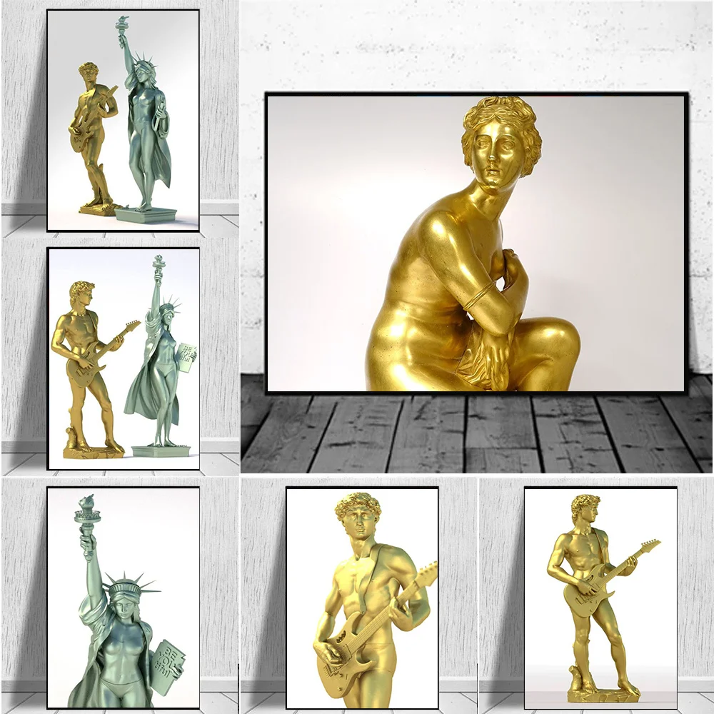

Goddess of Victory and Beth David Metal Statue Canvas Paintings Posters and Prints Wall Art Pictures for Living Room Home Decor