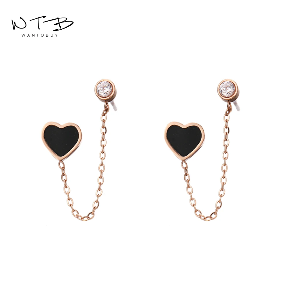 Wantobuy модные 316L из нержавеющей стали с двойными отверстиями Висячие серьги эмаль