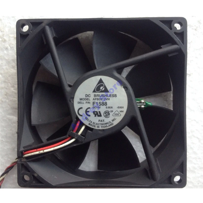 

Delta 9025 DC12V 0.6A 7,2 W AFB0912VH F1588 двойной шариковый подшипник 3 провода Вентилятор охлаждения 3700 об/мин 67.8CFM воздуходувка