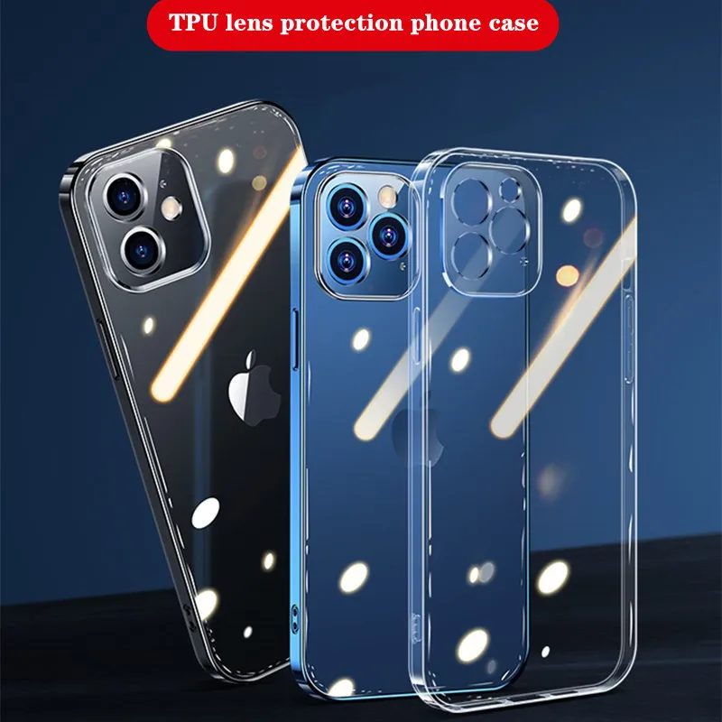 

For iPhone 11 12 Pro Max mini camera lens protector phone case on iPhone 11 12 Pro max Transparent Shockproof Soft Silicone Case