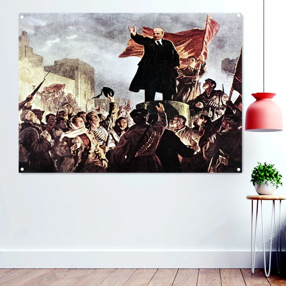 

Leader of the October Revolution in Russia Lenin Posters Banner Flag Great Soviet Union CCCP USSR Propaganda Wallpaper Tapestry
