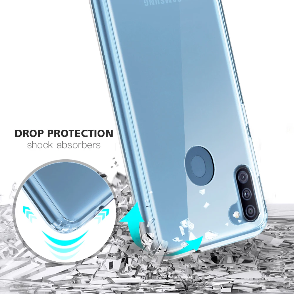 Роскошный прозрачный чехол для телефона Galaxy A11 2020 Global A115 ТПУ бампер с защитой от