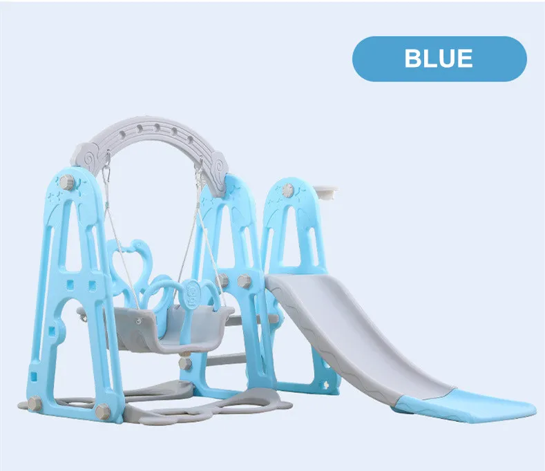 blue Детская горка и качели комбинация детская крытая площадка детский сад уличная пластиковая многофункциональная горка качели игрушки - Цвет: blue