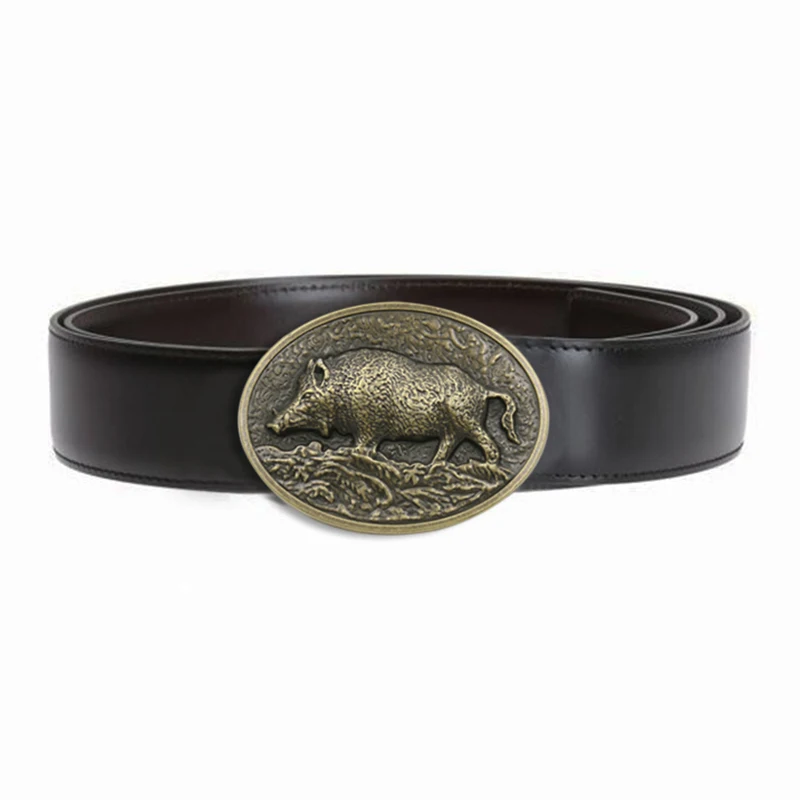 Fashion Cowboy Metal Carving Wild Boar Animal Pattern Alloy Belt Buckle Smooth DIY Logo Bronze Pig Jeans Accessories |
