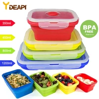 ydeapi silicone folding bento collapsible portable lunch box for food dinnerware food container silicone bowl for children adult