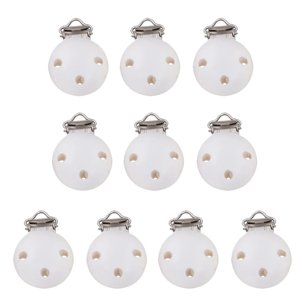 

10x Baby Newborn Pacifier Clips Soother Clasps Wooden Beads Metal Feeding