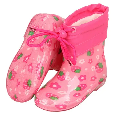 Picture style Plush Новинка; детская непромокаемая обувь из ПВХ до середины голени; детские резиновые сапоги; детская резиновая обувь для мальчиков и девочек; Водонепроницаемая нескользящая обувь; сезон весна-осень; 020 - Цвет: Picture style Plush