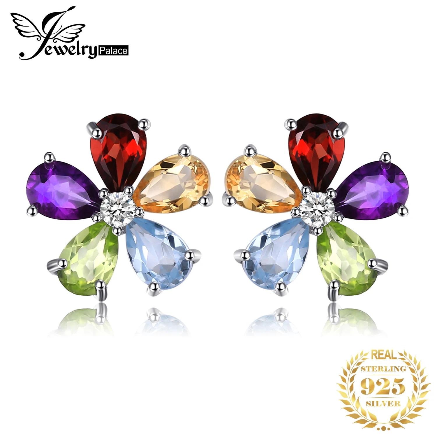 JewelryPalace цветок 4.3ct натуральный аметист цитрин гранат перидот голубой топаз