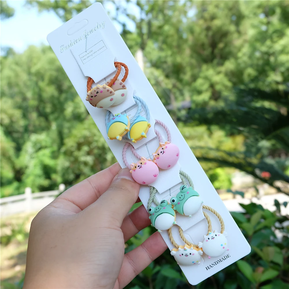 10 шт./компл. милые Мультяшные эластичные резинки для волос девочек с животными