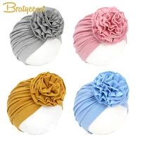 new flower baby hat for girls elastic todder turban hat baby beanie photography props cotton kids cap accessories 1 3 years