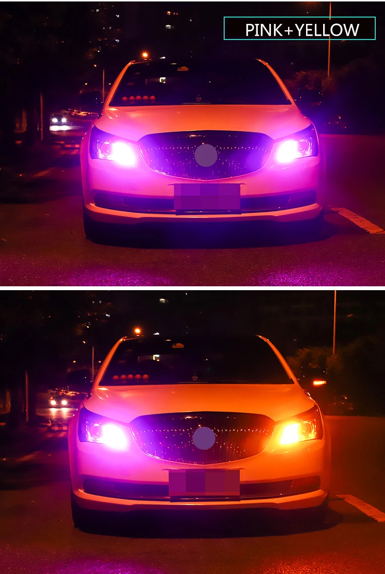 pink and yellow 2 шт. Автомобильные светодиодные лампы DRL Дневной ходовой светильник поворотники белые янтарные лампы 1156 BAU15S PY21W для Mercedes-Benz W210 w164 - Цвет: pink and yellow