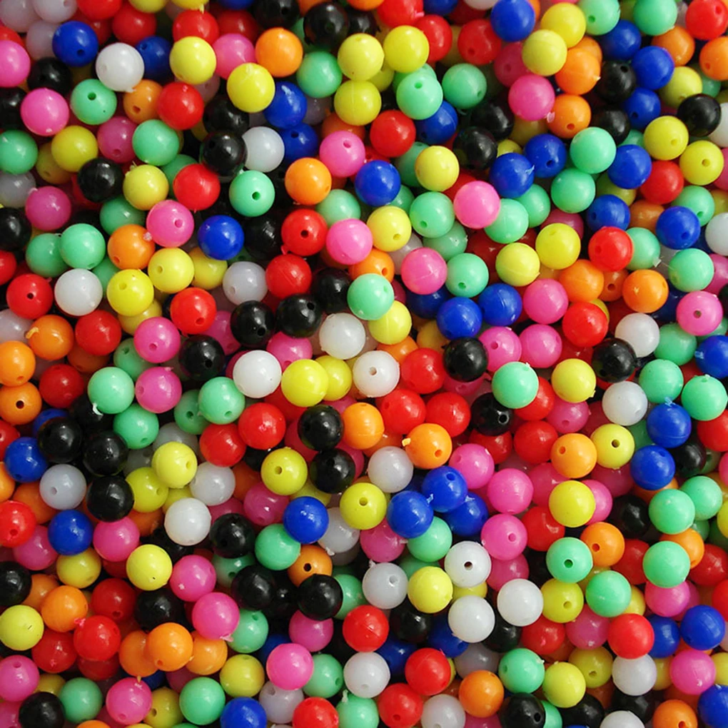 

200pcs/lot Per Pack Round Shaped Plastic Color Mixing Fishing Beads Fishing Lures Fishing Bead 6mm 8mm DIY Kit Fishing Tackle